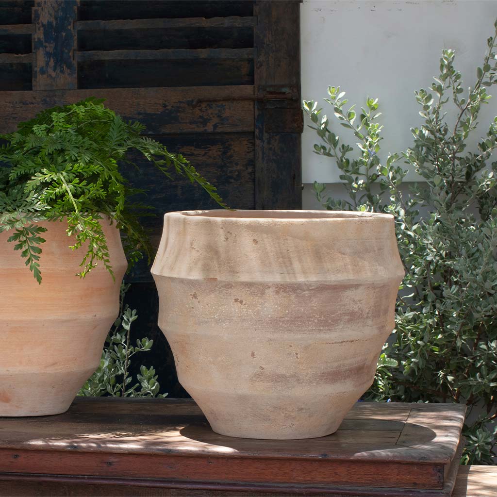 large clay pots for plants Malaga Glazed Antico Terra Cotta Bullet Planter – Set of 4