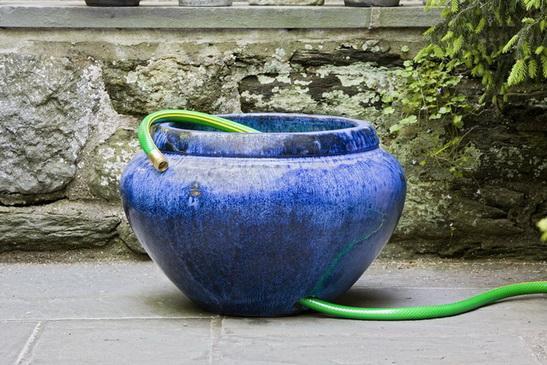 hose planter pot Campania International Glazed Pottery Hose Pot w/Lip Graphite