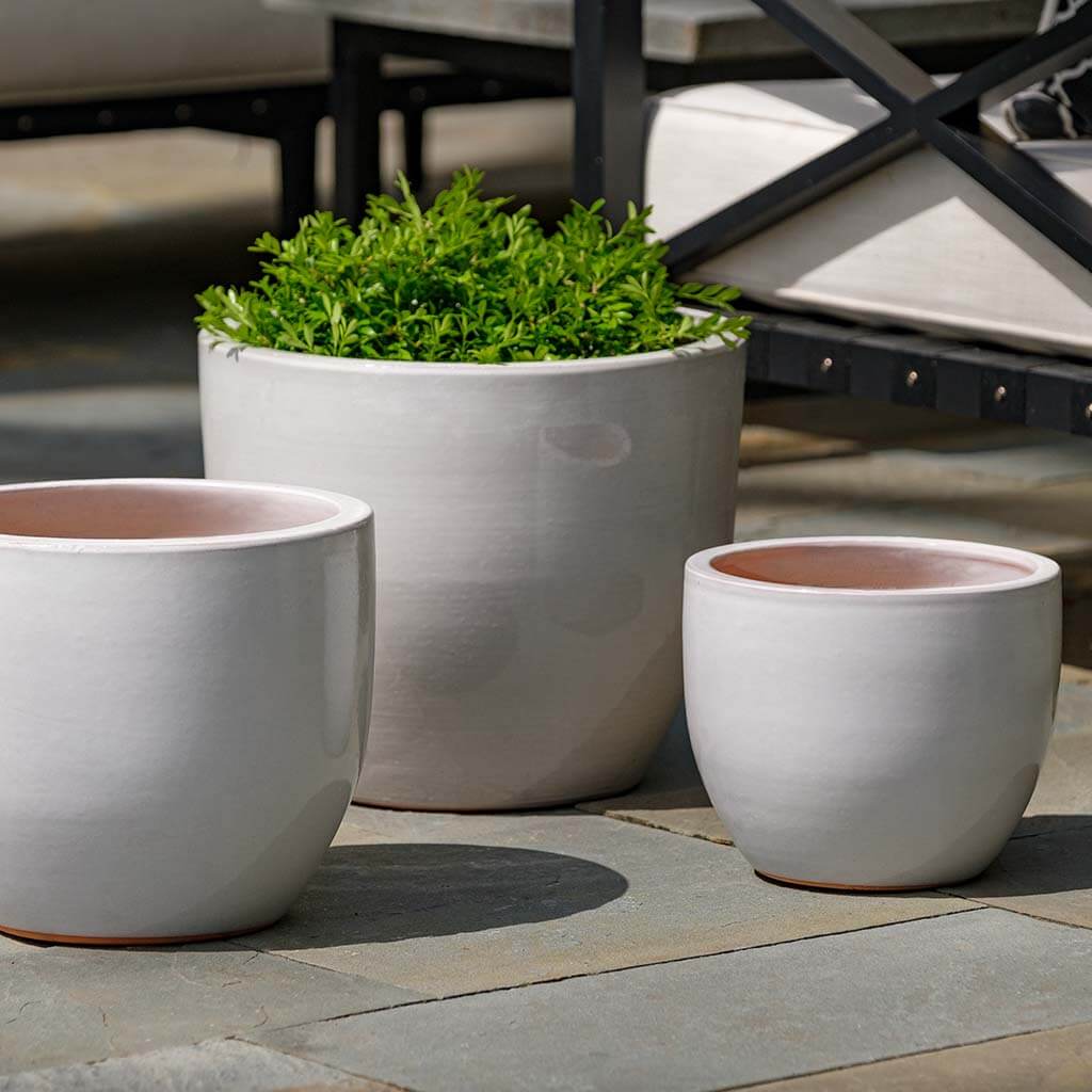 bunnings outdoor plant pots Cora Planter - Antique White - Set of 3