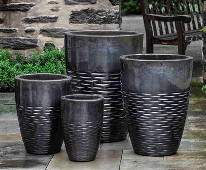 large plant pot sets Hyphen Planter Set of 4, Tall Campania International Ice Black