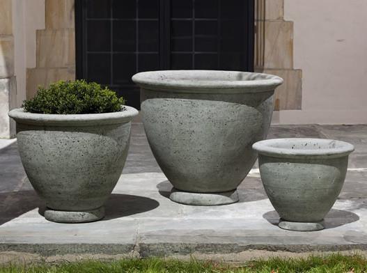 stone pots for plants Campania International Small Berkeley Cast Stone Planter Brownstone