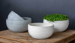 Campania Scalloped Bowl and Planter - Grey and Eggshell Mix - Set of 8