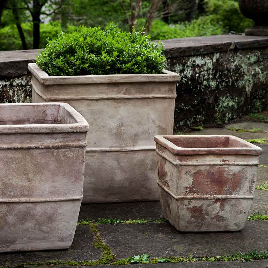 Campania Antico Square Planter - Antico Terra Cotta - Set of 3
