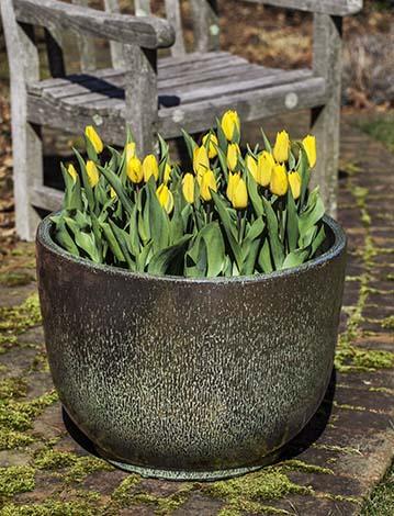 Campania Laurier Round Planter - Green Metallic - Set of 3