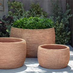 Denali Planter, Low - Brown Terra Cotta - S/3