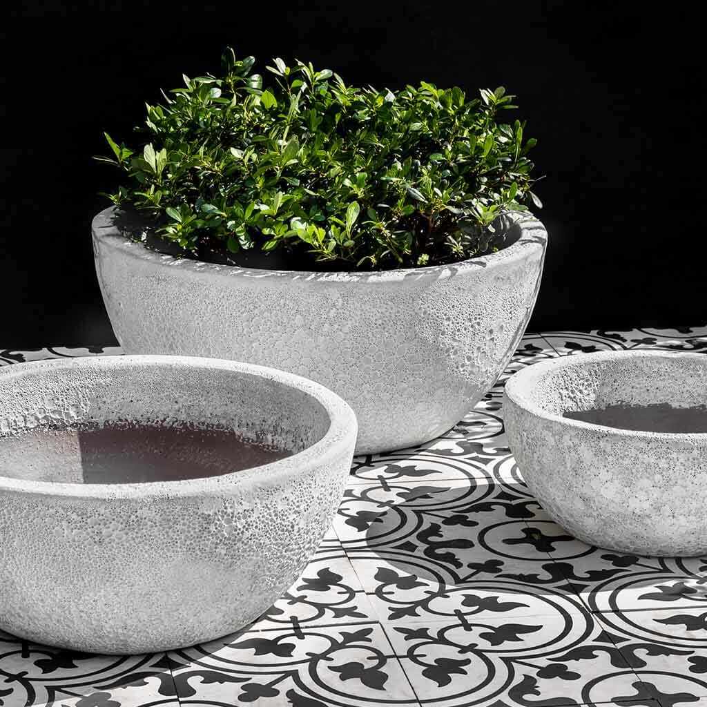 Campania Mira Bowl Planter - White Coral - Set of 3