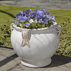 Campania Round Handle Planter - Antique White