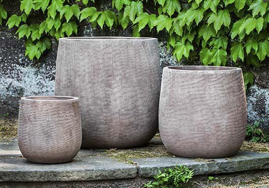 Photo of Campania Handspun Linen Planter - Antico Terra Cotta - Set of 3 - Marquis Gardens