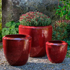 Campania Timolos Round Planter  Tropic Red