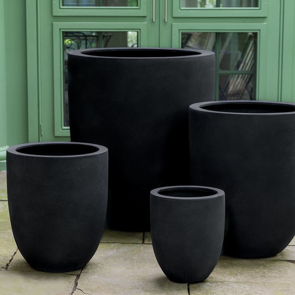 round black planter pots Campania International Bradford Planter Riverstone (Premium Lite) / Large