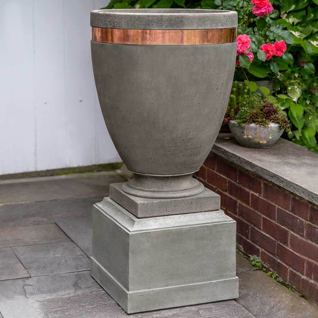 12 inch plant pot Campania Moderne Tall Planter w/ Rustic 12 Pedestal - PPD-782B
