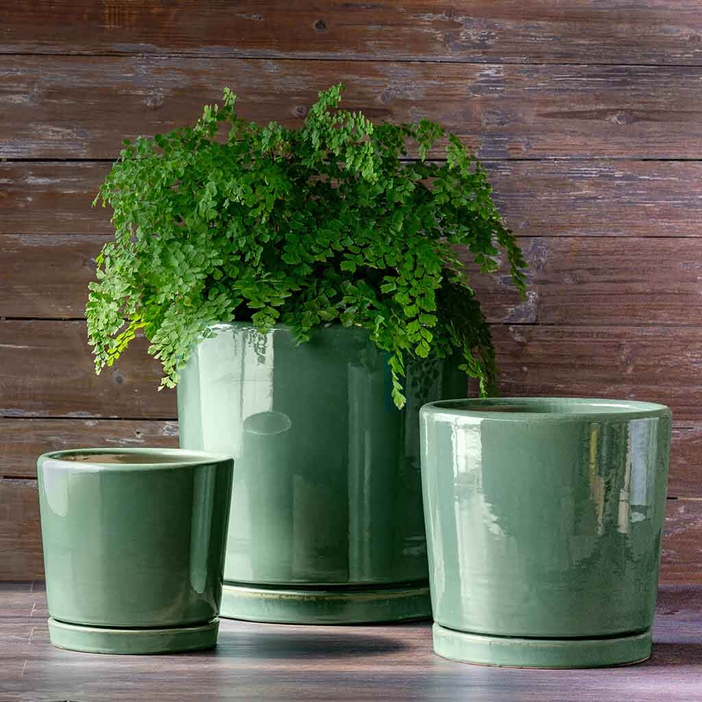 green ceramic outdoor plant pots Campania 5319-19703 I/O 2 Cylinder Planter