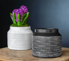 Photo of Campania Linen Weave Tall Planter - Black and White Mix - Set of 4 - Exclusively Campania