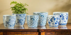 Photo of Campania Cylindar Planter - Blue and White Mix - Set of 6 - Exclusively Campania
