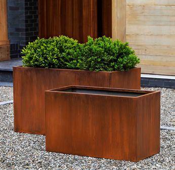 Photo of Campania Steel Box Planter - Steel - Set of 2 - Exclusively Campania