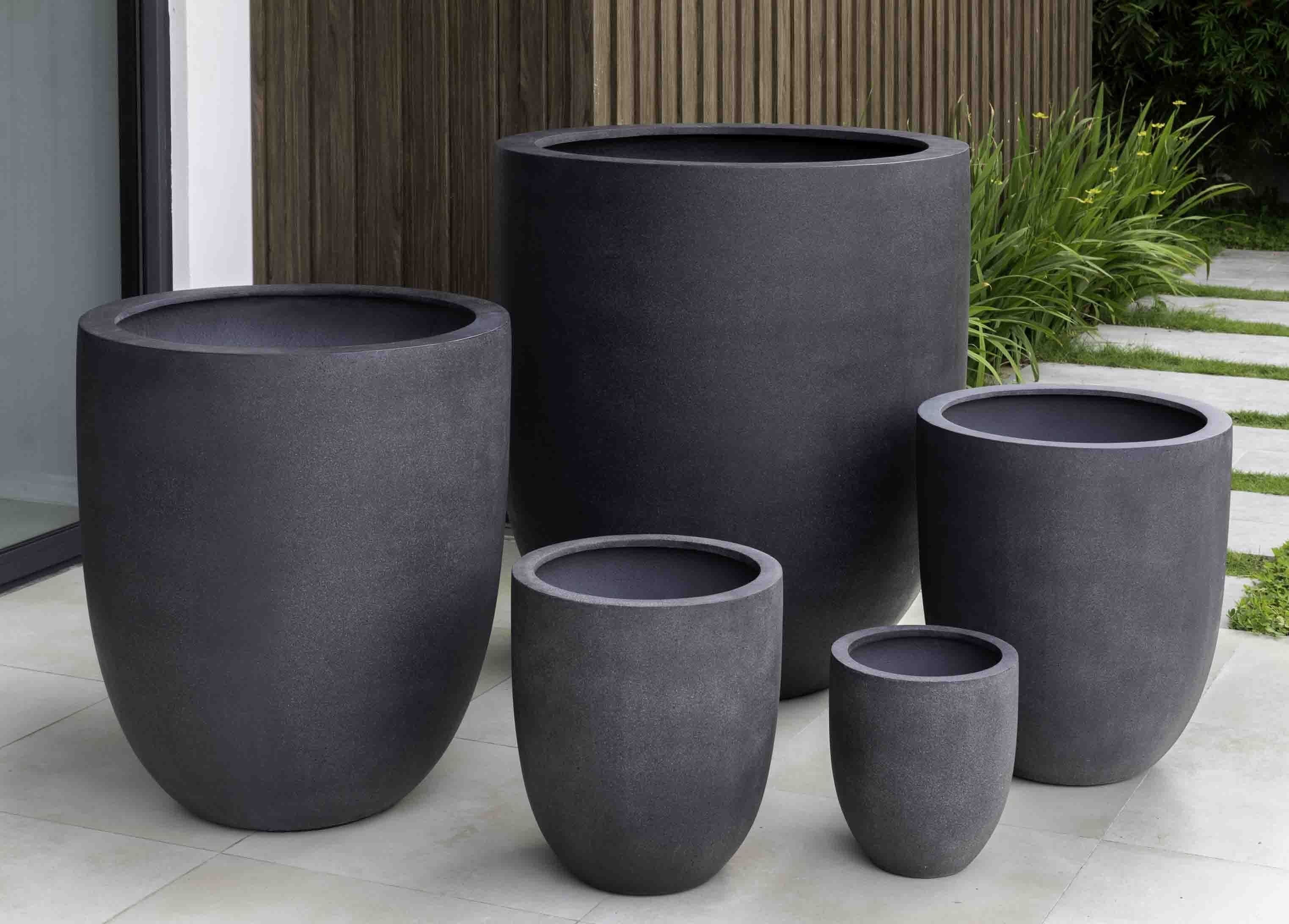 Photo of Campania Bradford Medium Charcoal Planter 01 - Clearance - Exclusively Campania